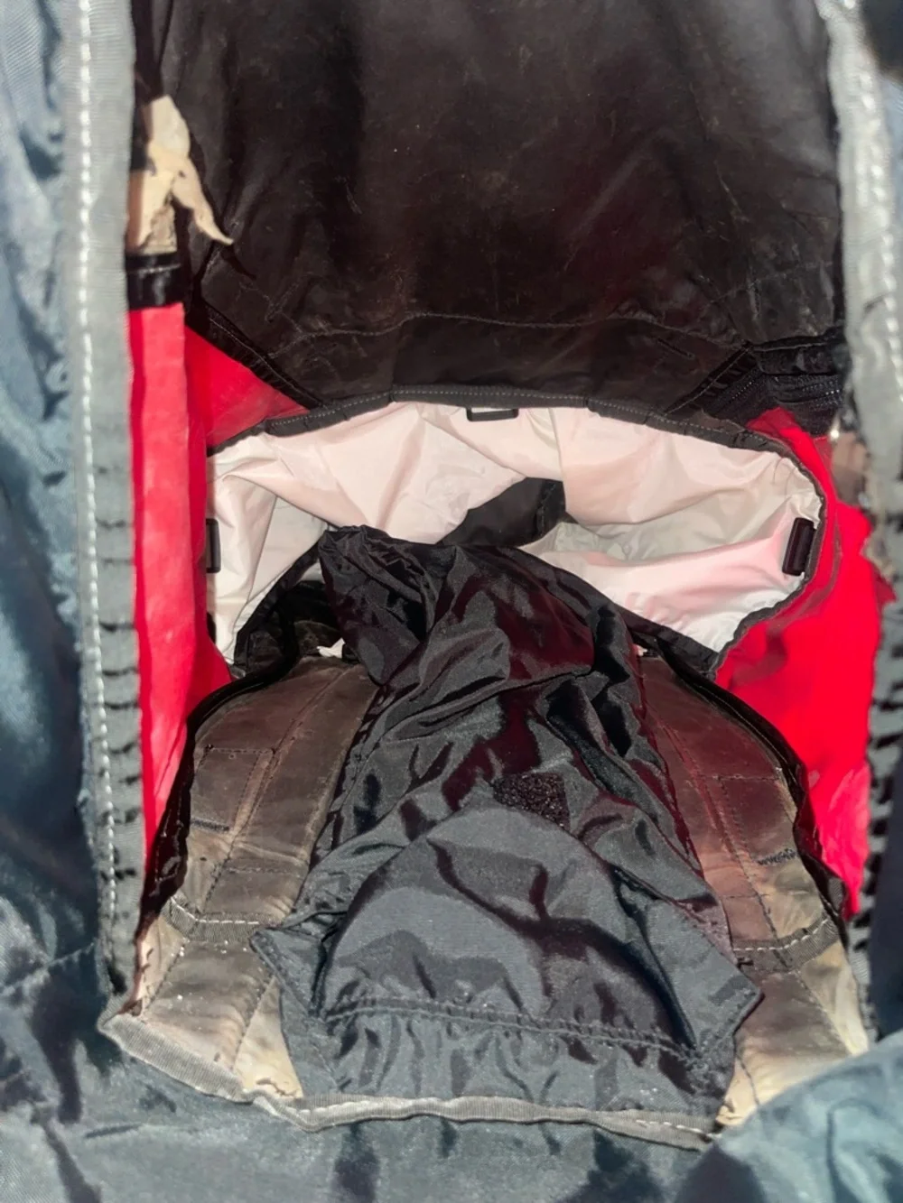 Arc'teryx Black and Red Backpack with Gray Straps